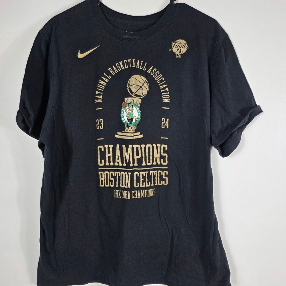 Nike Boston Celtics T-Shirt Mens XL Black 2024 NBA Champions‎ 18x G Graphic Tee